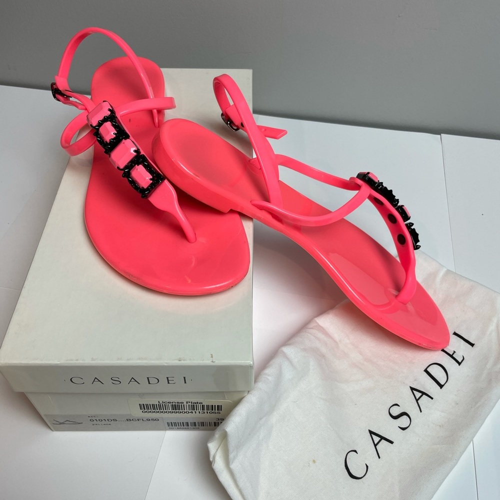 Casadei Jeweled Jelly Sandal w/ Swarovski Crystals
